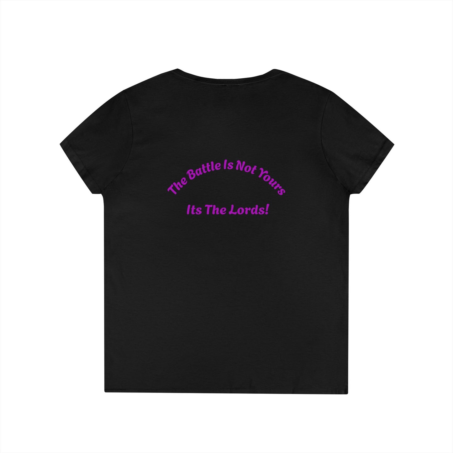 Empowered Ladies' V-Neck T-Shirt, Superhero Graphic Tee, Inspirational Quote Apparel, Gift for Her, Casual Wear, Faith-Based Fashion