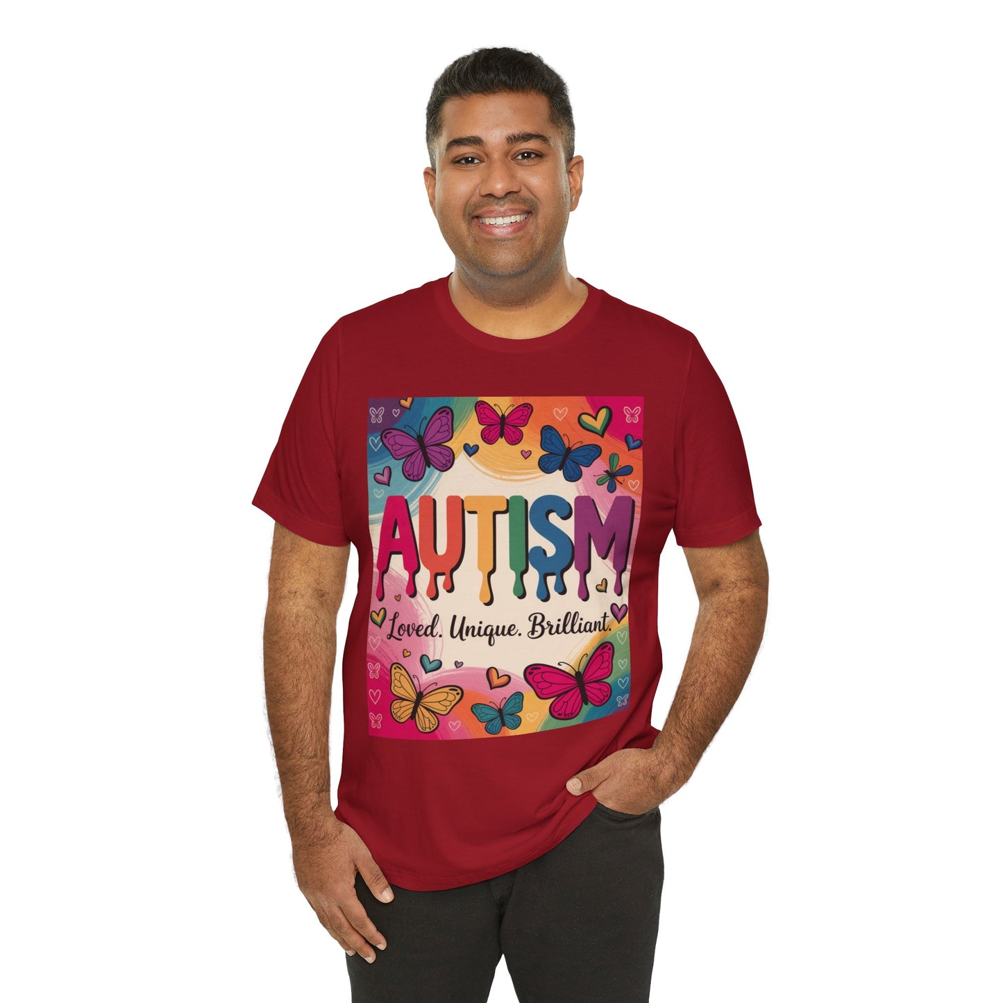 Autism Awareness Butterfly Tee  Loved, Unique, Brilliant Unisex Short Sleeve TShirt
