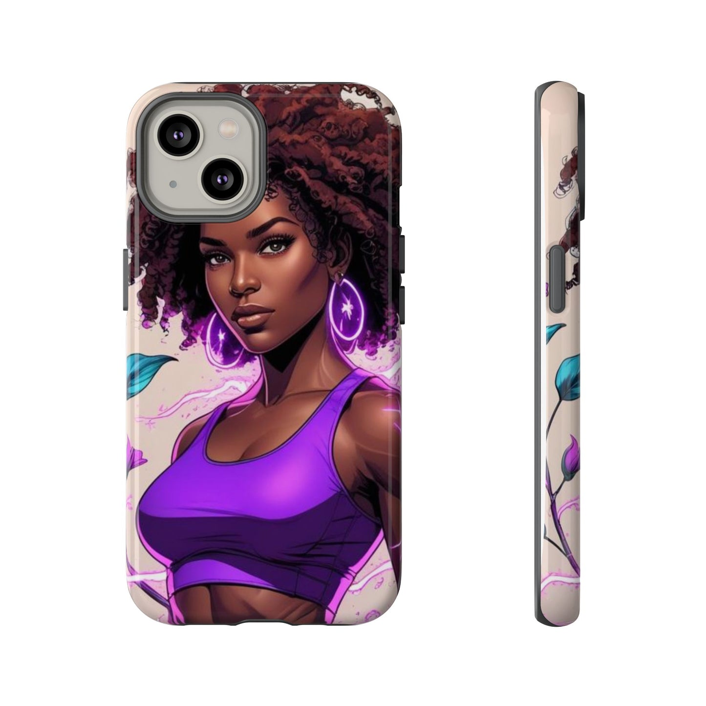 Vibrant Phone Case featuring Empowering Design, Black Woman Art, Floral Phone Accessory, Tough Cases for Gifts, Unique Gift for Her