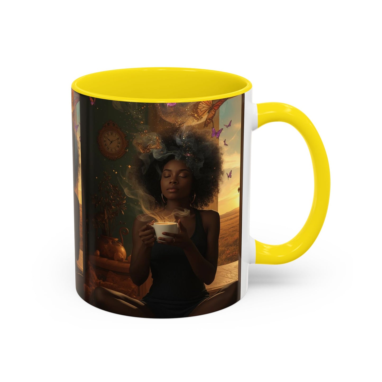 Serene Morning Accent Coffee Mug - Perfect for Tea Lovers, Unique Gift for Women, Cozy Home Decor, Butterfly Design Memento