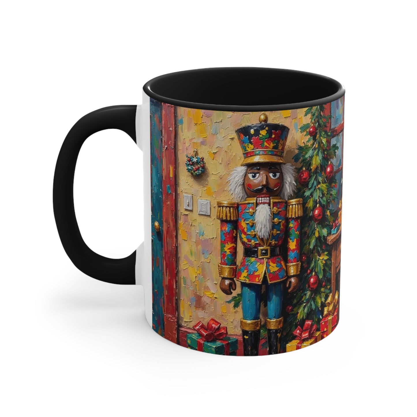 Christmas Nutcracker Accent Mug, Holiday Coffee Cup, Festive Drinkware, Seasonal Gift, Winter Home Decor