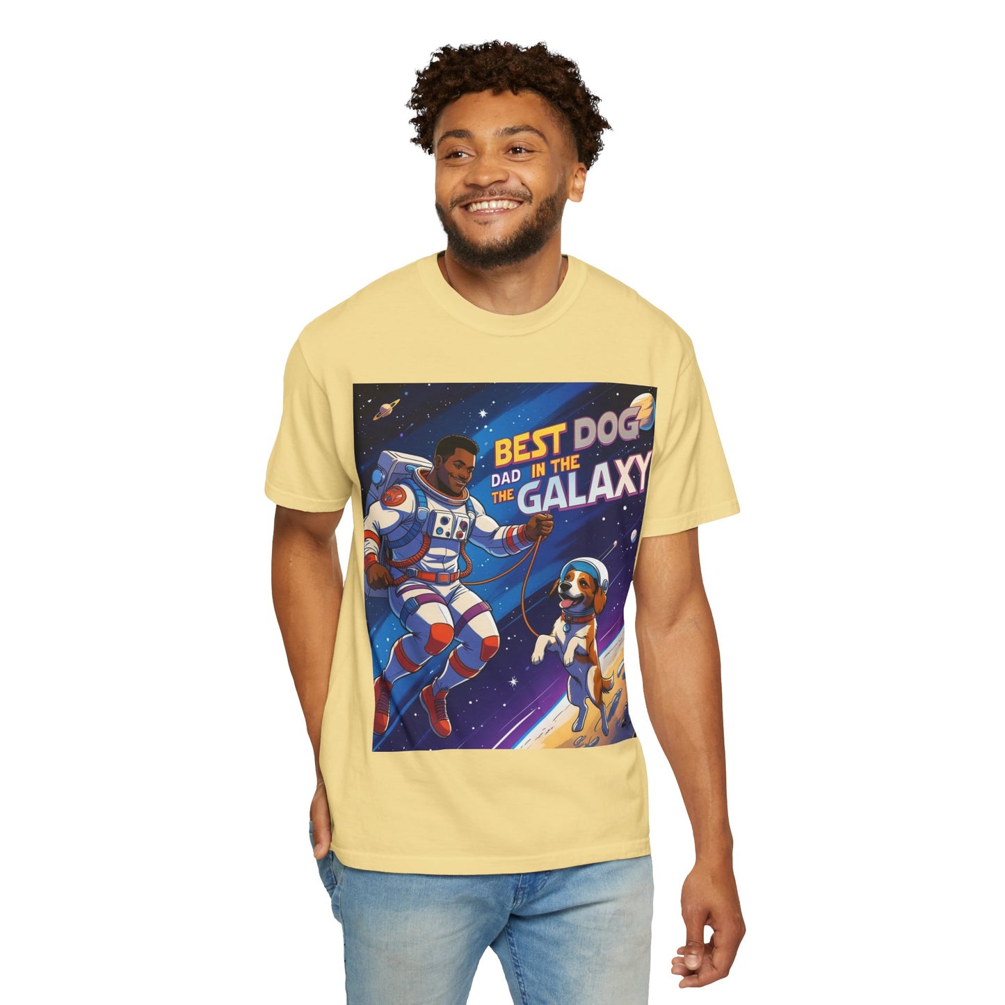 Best Dog Dad in the Galaxy T-Shirt, Unisex Space-Themed Tee, Dog Lover Gift, Father's Day Shirt, Gift for Dog Dads, Galaxy Graphic Tee