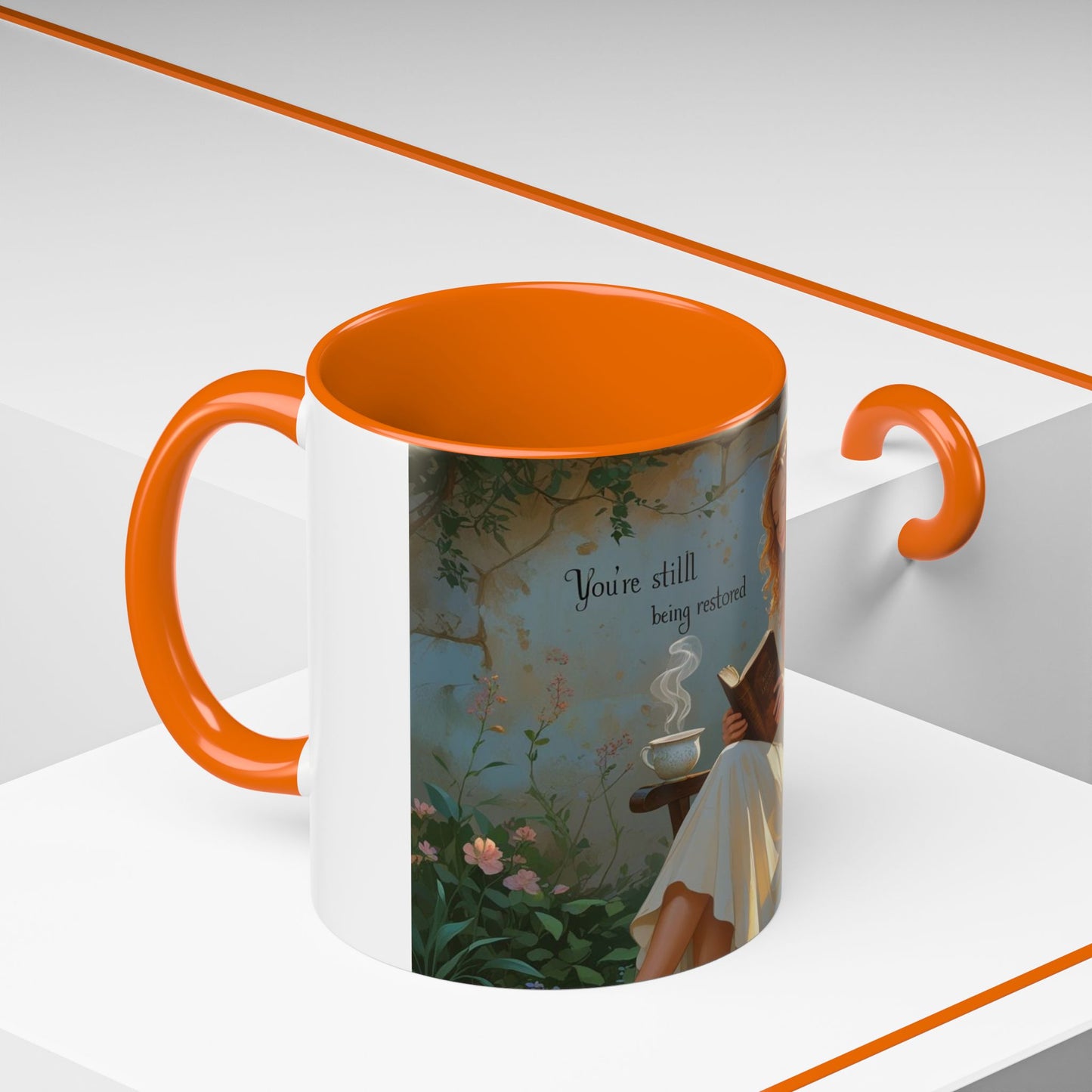 Accent Coffee Mug with Inspirational Design, Cozy Gift for Readers, Perfect for Relaxation, Home Decor, Warm Beverage Lover