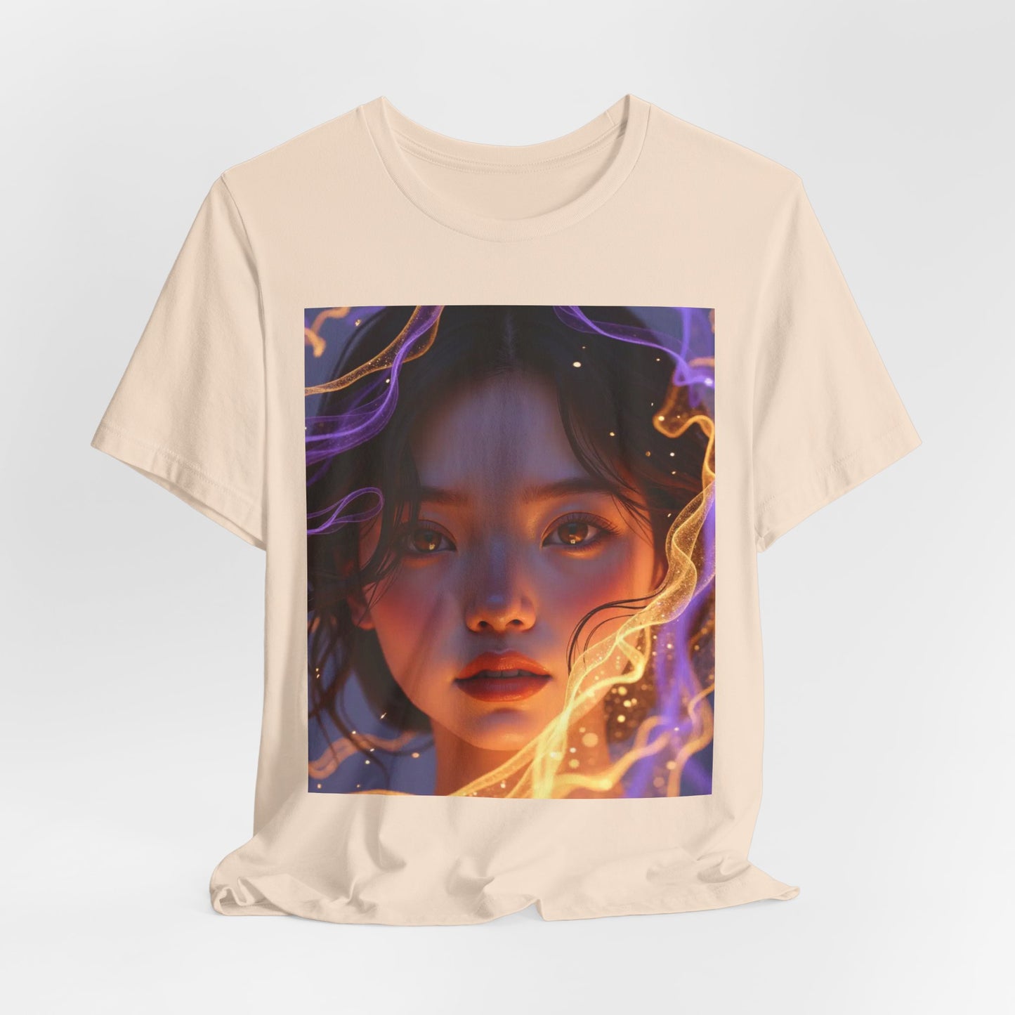 Enigmatic Portrait Tee, Unisex Graphic T-Shirt, Artistic Short Sleeve Shirt, Casual Everyday Wear, Unique Gift for Art Lovers