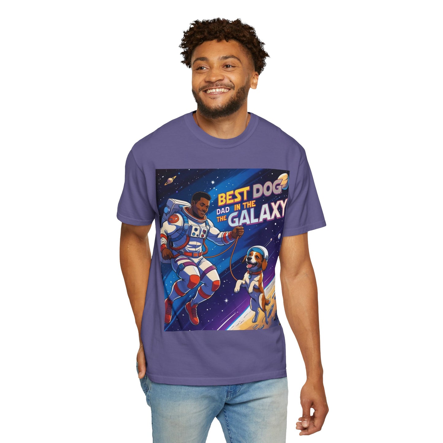 Best Dog Dad in the Galaxy T-Shirt, Unisex Space-Themed Tee, Dog Lover Gift, Father's Day Shirt, Gift for Dog Dads, Galaxy Graphic Tee