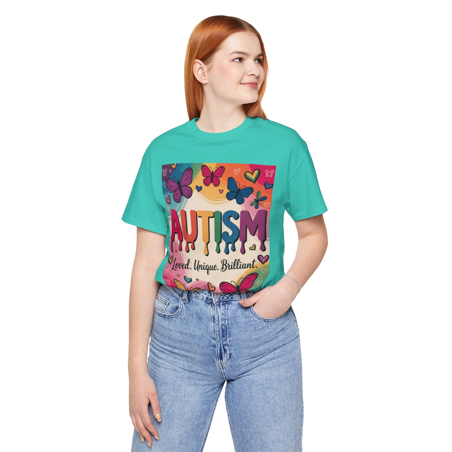 Autism Awareness Butterfly Tee  Loved, Unique, Brilliant Unisex Short Sleeve TShirt