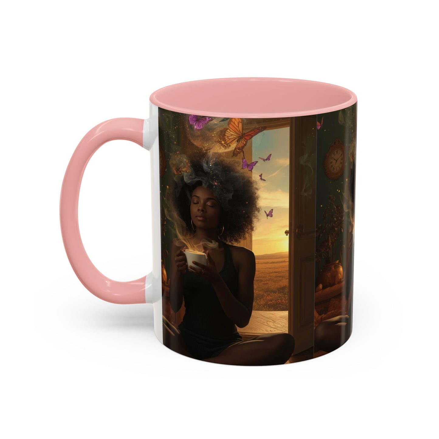 Serene Morning Accent Coffee Mug - Perfect for Tea Lovers, Unique Gift for Women, Cozy Home Decor, Butterfly Design Memento