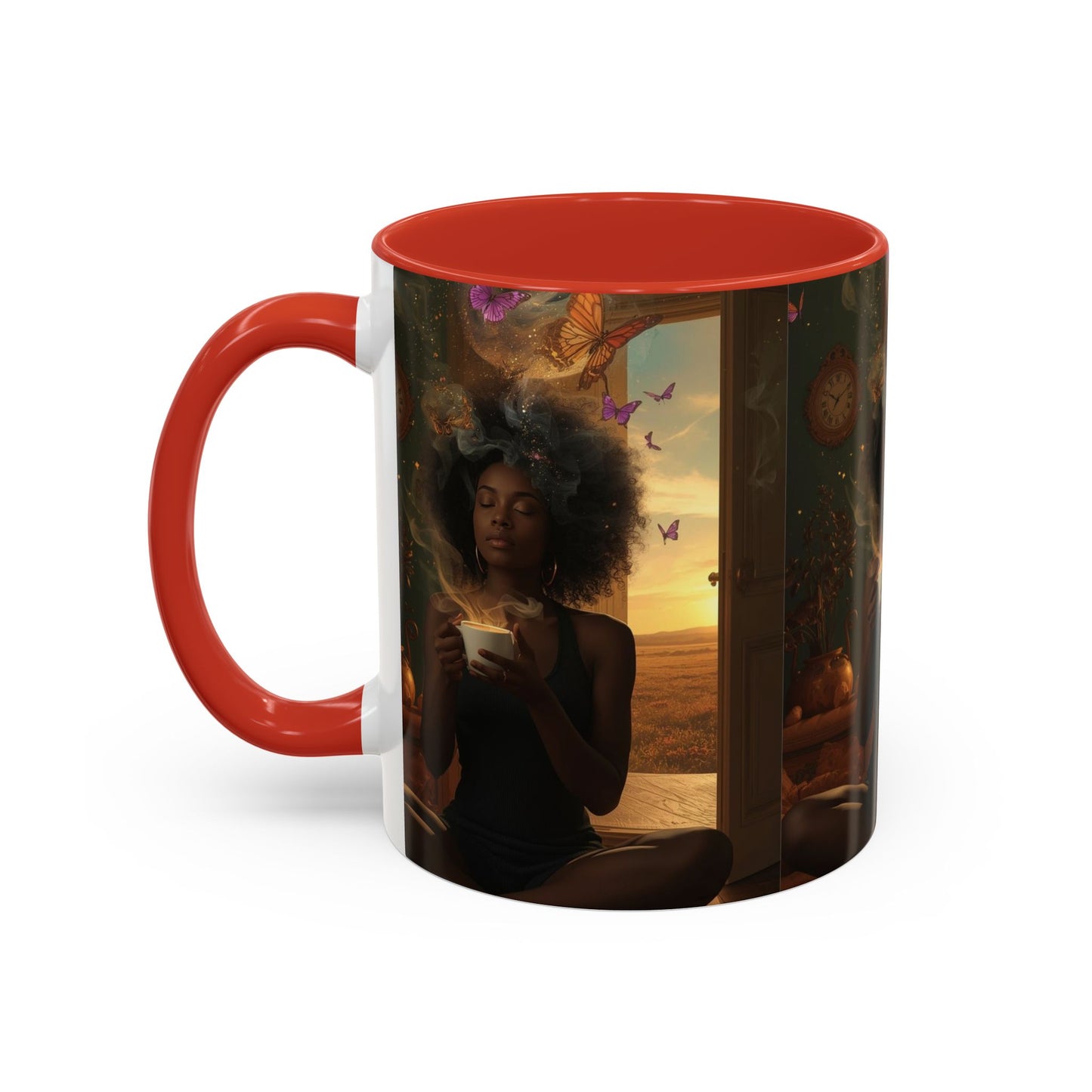 Serene Morning Accent Coffee Mug - Perfect for Tea Lovers, Unique Gift for Women, Cozy Home Decor, Butterfly Design Memento