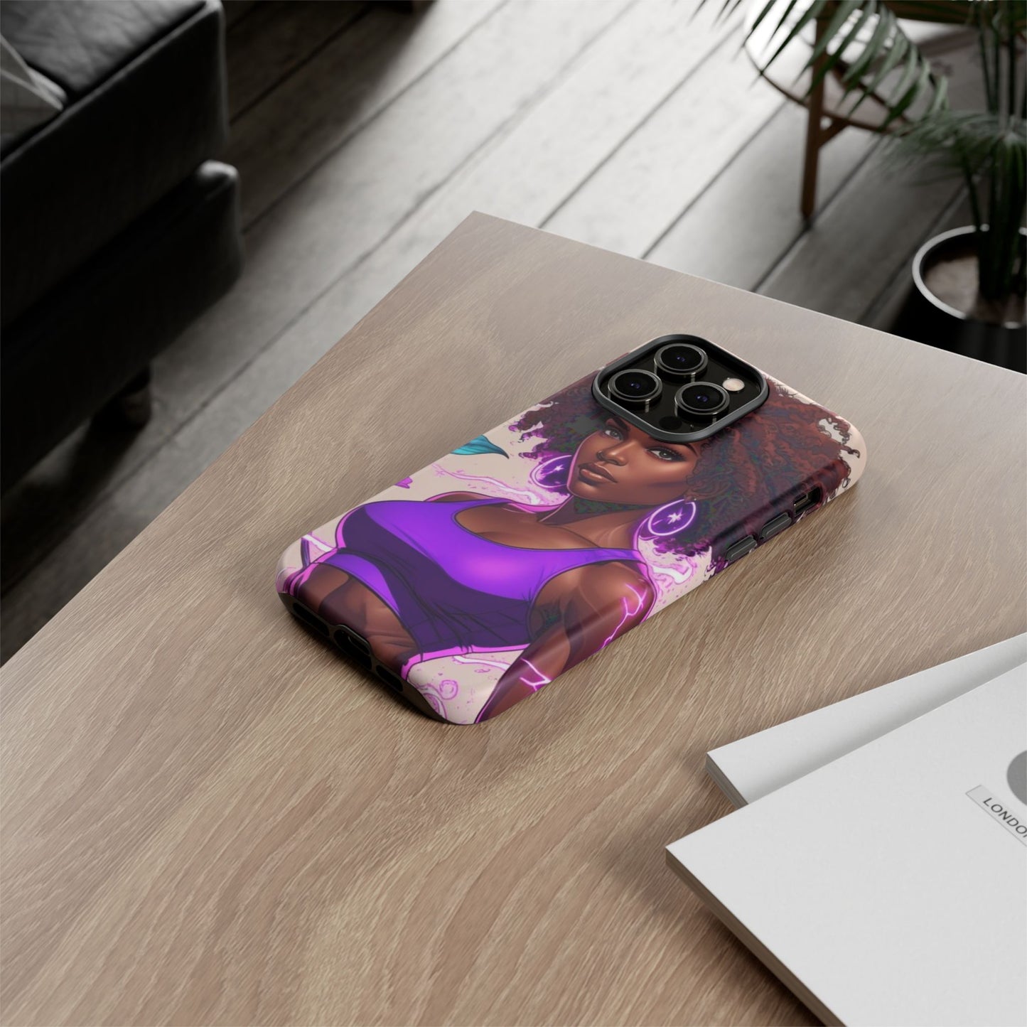Vibrant Phone Case featuring Empowering Design, Black Woman Art, Floral Phone Accessory, Tough Cases for Gifts, Unique Gift for Her