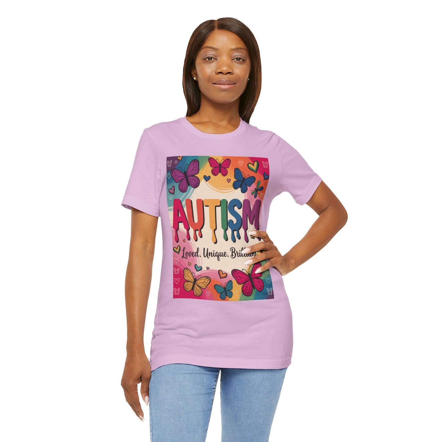 Autism Awareness Butterfly Tee  Loved, Unique, Brilliant Unisex Short Sleeve TShirt