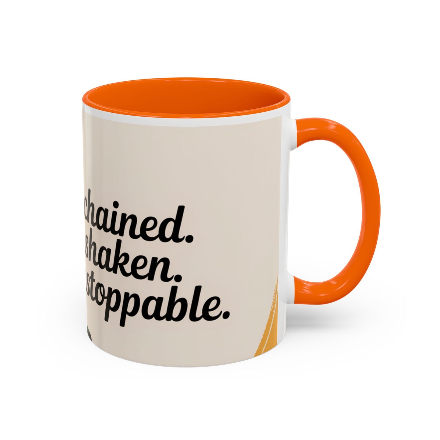 Unchained Unshaken Unstoppable Accent Coffee Mug, Juneteenth