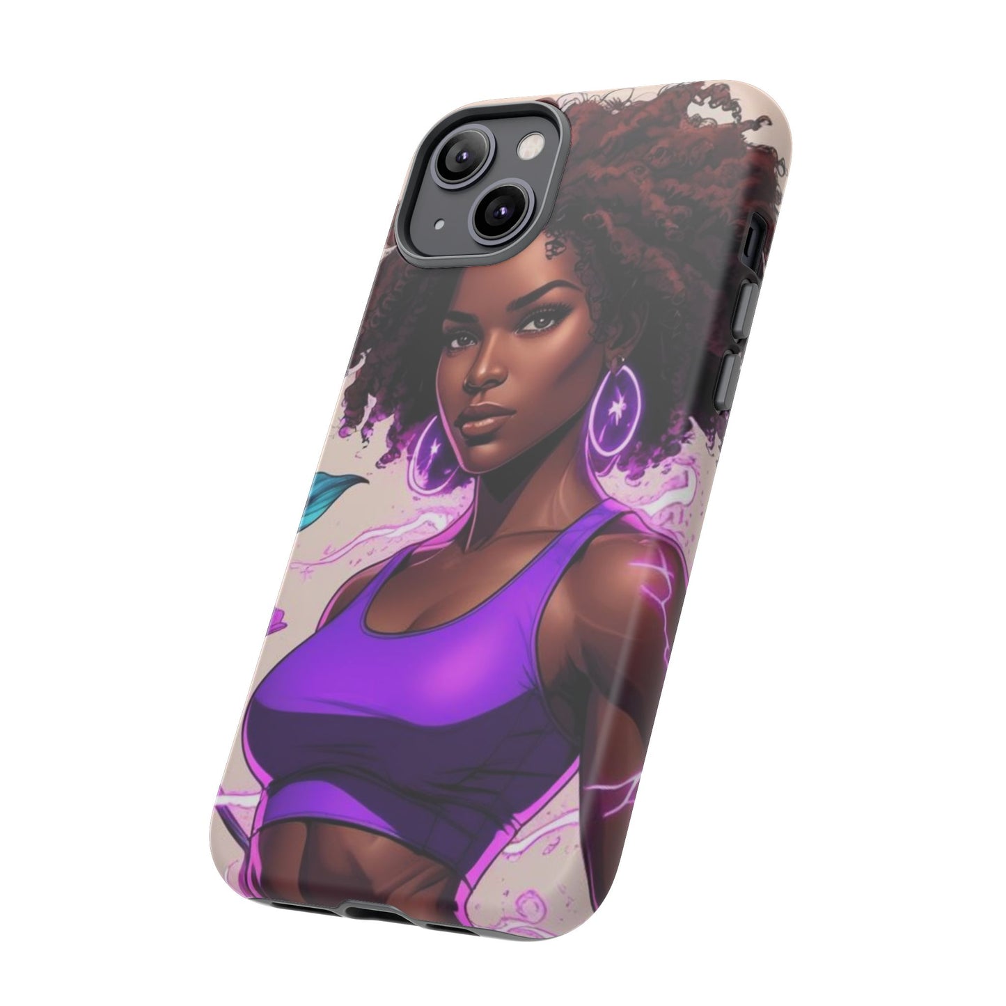 Vibrant Phone Case featuring Empowering Design, Black Woman Art, Floral Phone Accessory, Tough Cases for Gifts, Unique Gift for Her