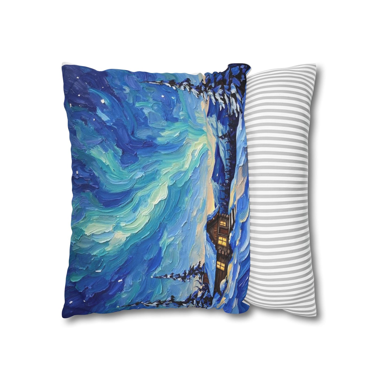 Cozy Winter Landscape Pillowcase, Decorative Cushion Cover for Home, Winter Decor, Christmas Gift, Cabin Aesthetic