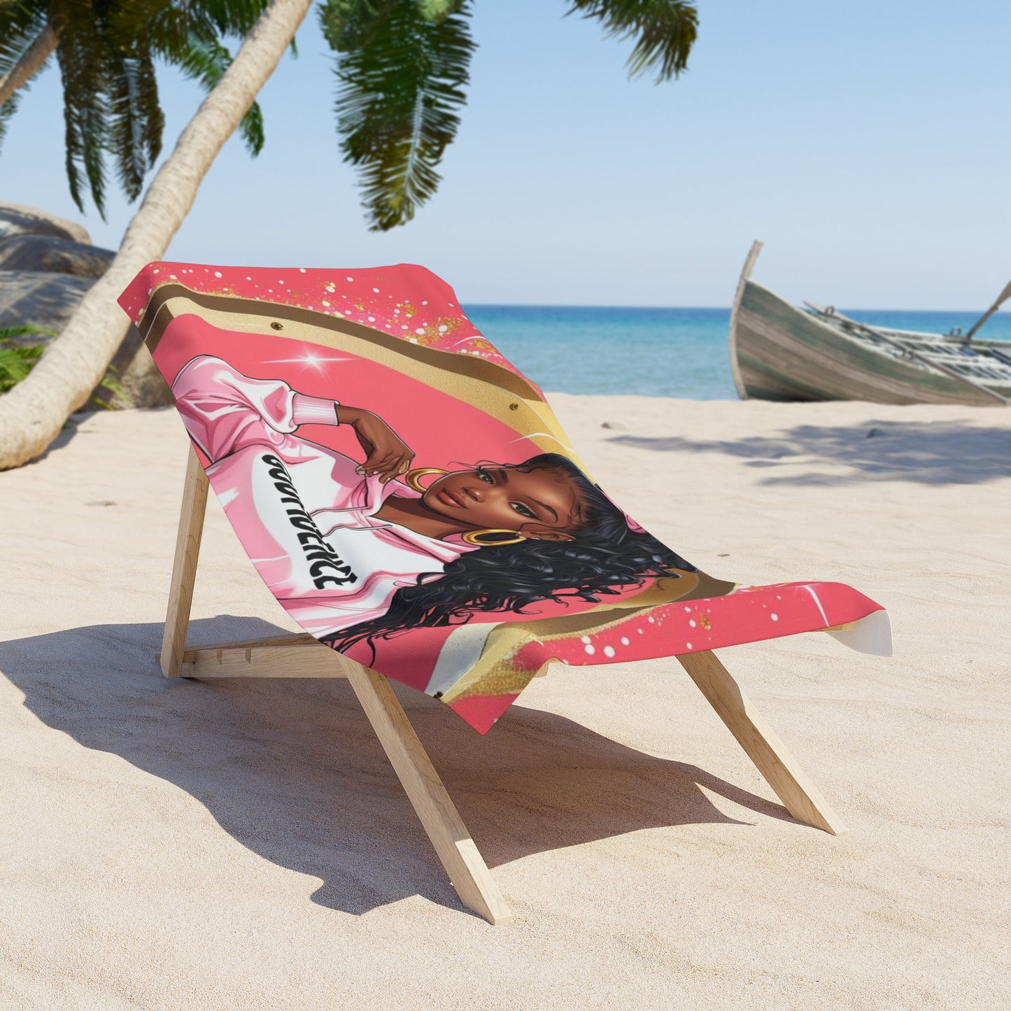 Glamorous Beach Towel with 'GODFIDENCE' Design, Stylish Poolside Gear, Trendy Summer Accessory, Vibrant Beach Decor, Gift for Fashion Lovers