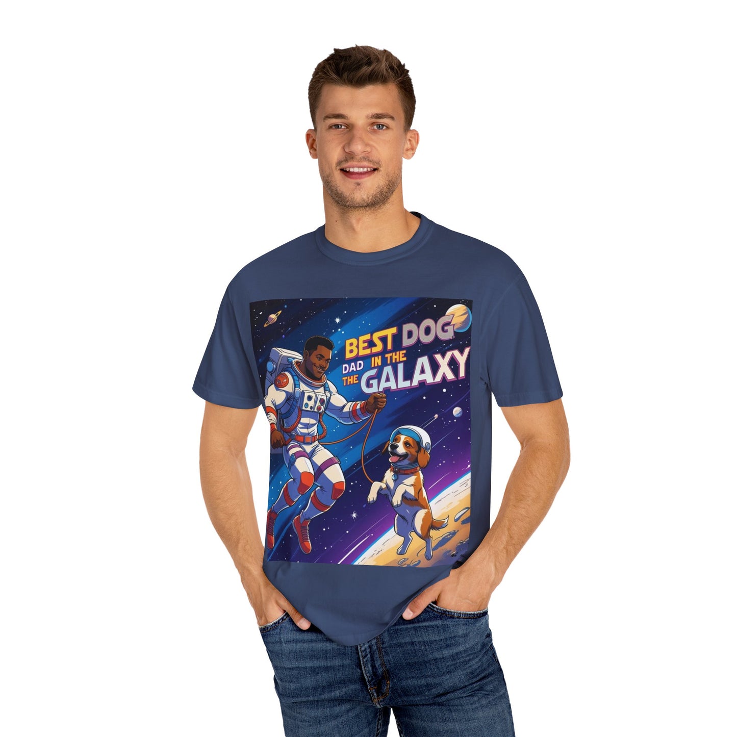 Best Dog Dad in the Galaxy T-Shirt, Unisex Space-Themed Tee, Dog Lover Gift, Father's Day Shirt, Gift for Dog Dads, Galaxy Graphic Tee