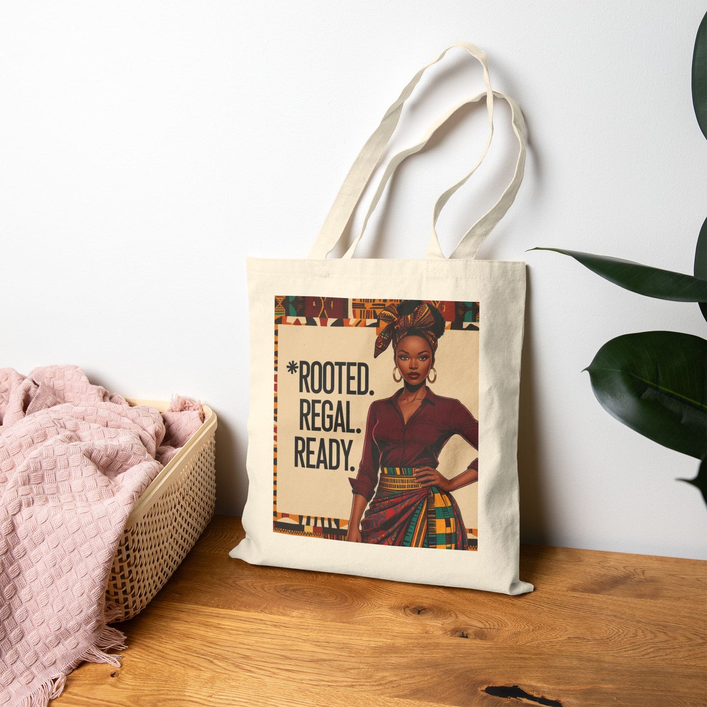 Empowering Cotton Canvas Tote Bag | Rooted Regal Ready, Free Black Proud Powerful, Eco-Friendly Shopper, Gift for Her, Fashion Statement