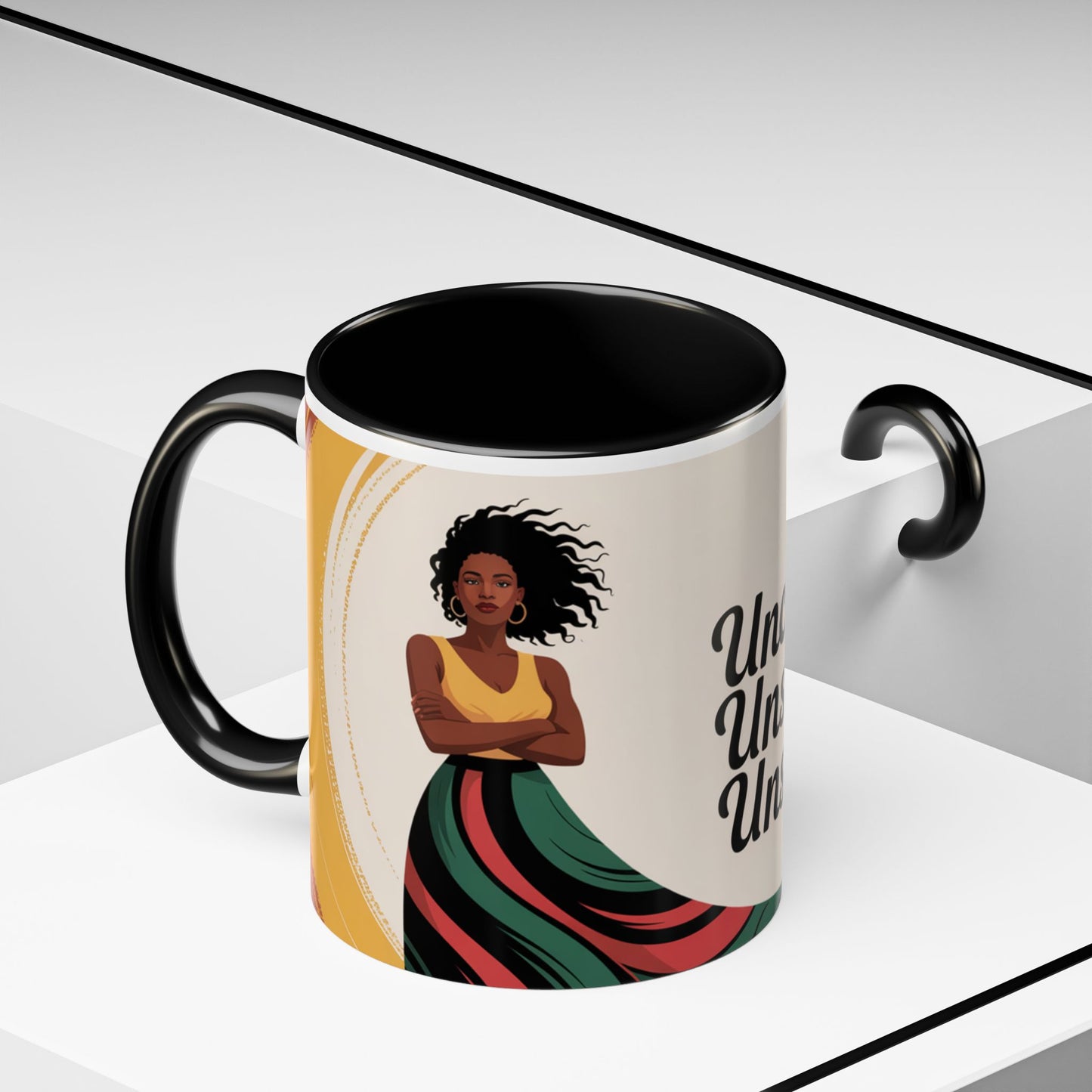 Unchained Unshaken Unstoppable Accent Coffee Mug, Juneteenth