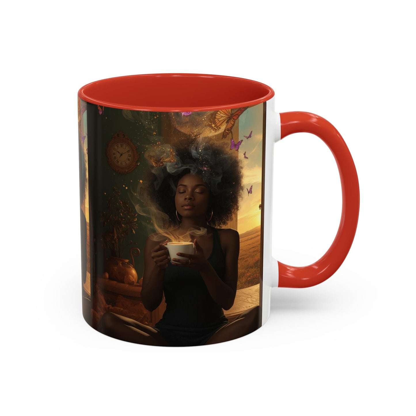 Serene Morning Accent Coffee Mug - Perfect for Tea Lovers, Unique Gift for Women, Cozy Home Decor, Butterfly Design Memento