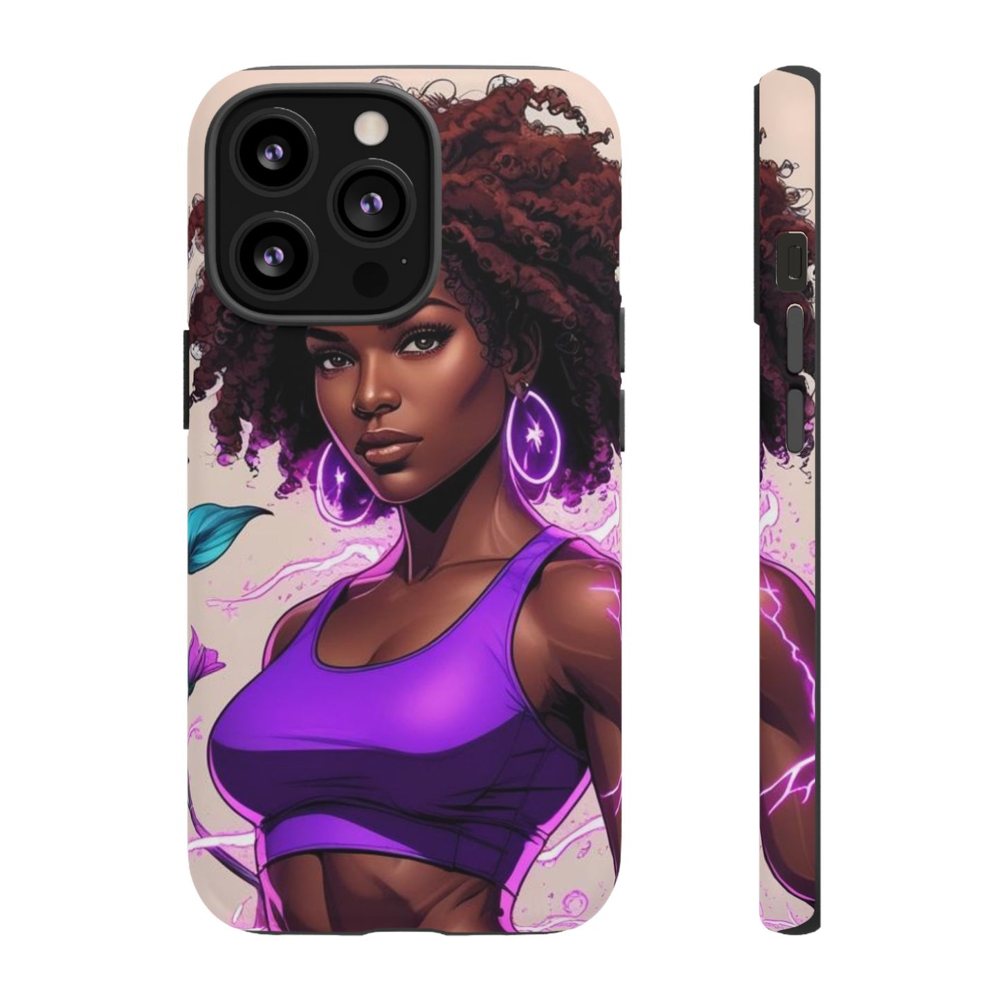 Vibrant Phone Case featuring Empowering Design, Black Woman Art, Floral Phone Accessory, Tough Cases for Gifts, Unique Gift for Her