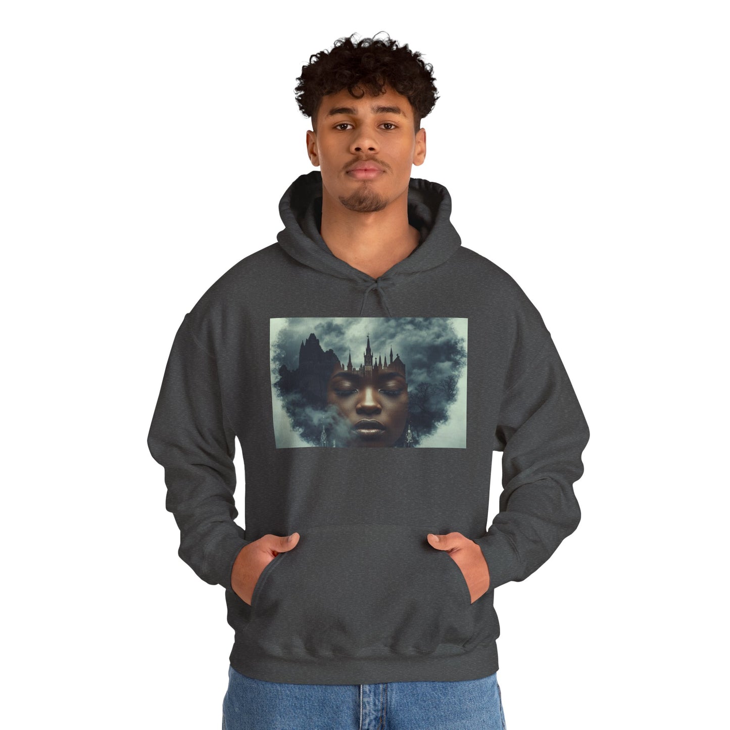Whimsical Artistic Hoodie, Graphic Sweatshirt, Unisex Cozy Wear, Gift for Art Lovers, Casual Outfit, Cloud Art Design