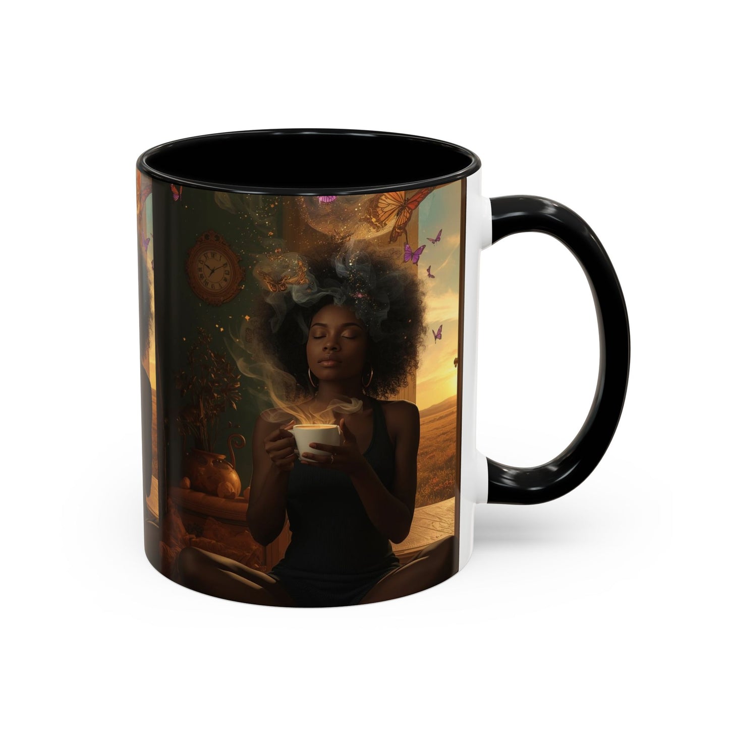 Serene Morning Accent Coffee Mug - Perfect for Tea Lovers, Unique Gift for Women, Cozy Home Decor, Butterfly Design Memento