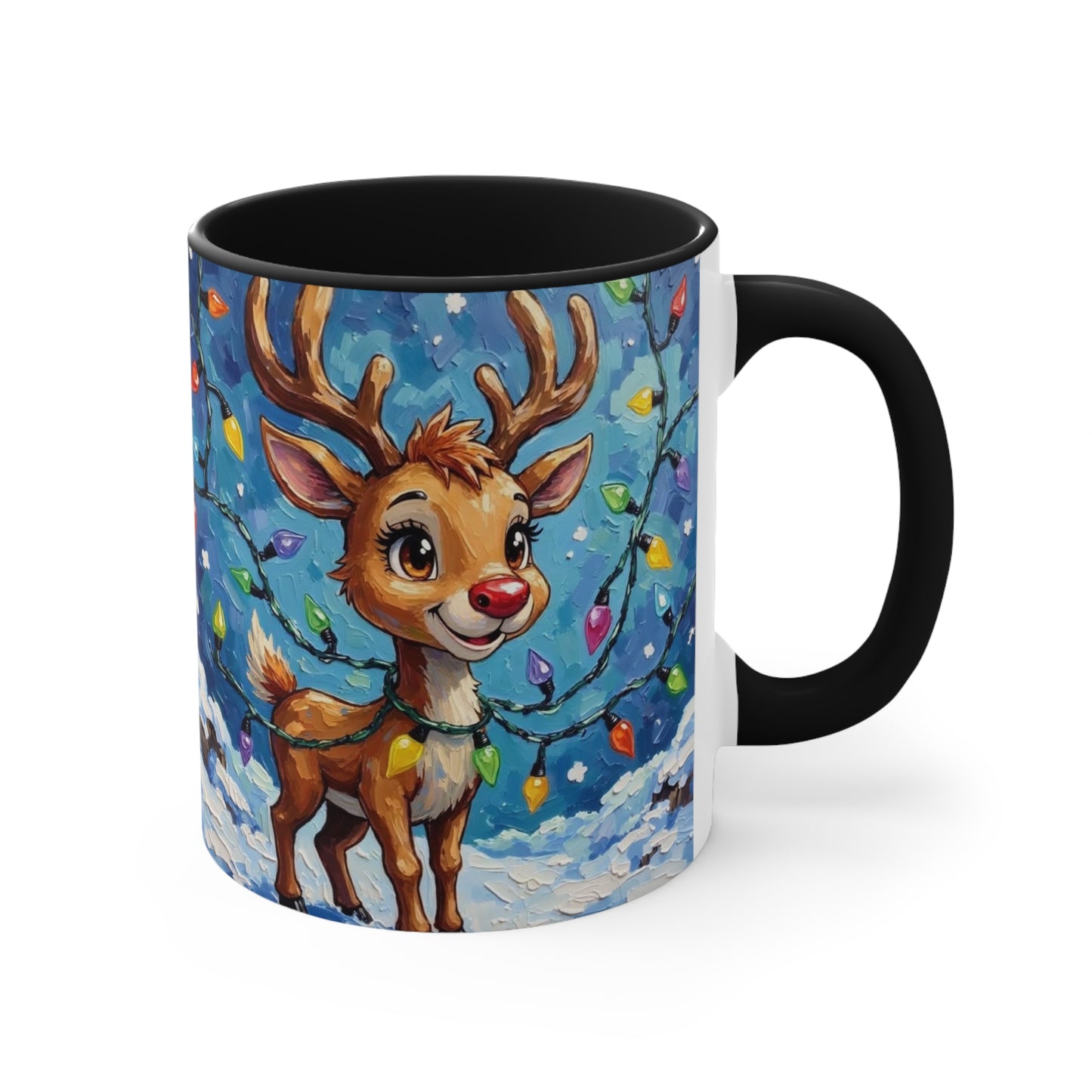 Cute Christmas Reindeer Accent Mug, Holiday Mug, Gift for Animal Lovers, Warm Beverage Holder, Festive Kitchen Decor