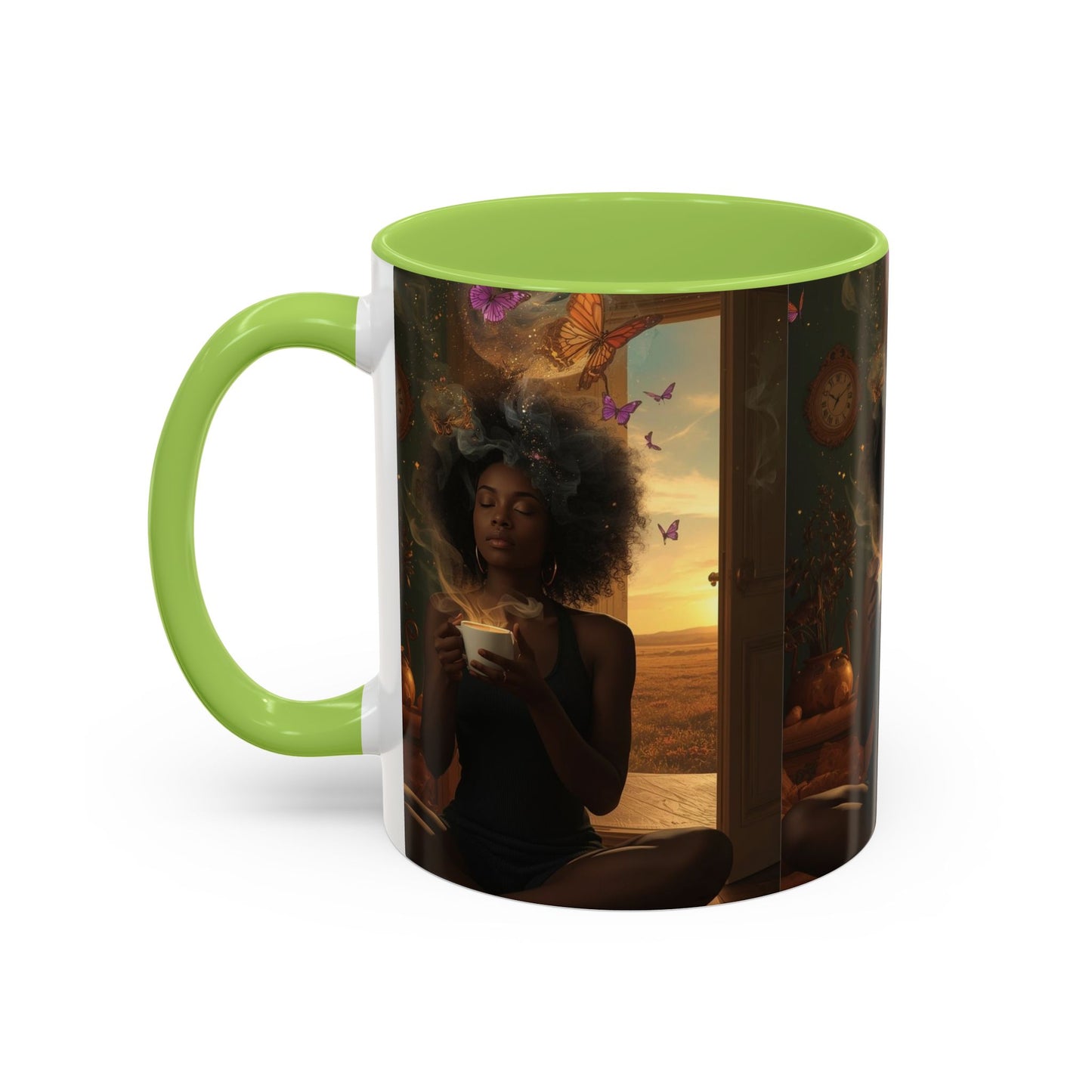 Serene Morning Accent Coffee Mug - Perfect for Tea Lovers, Unique Gift for Women, Cozy Home Decor, Butterfly Design Memento