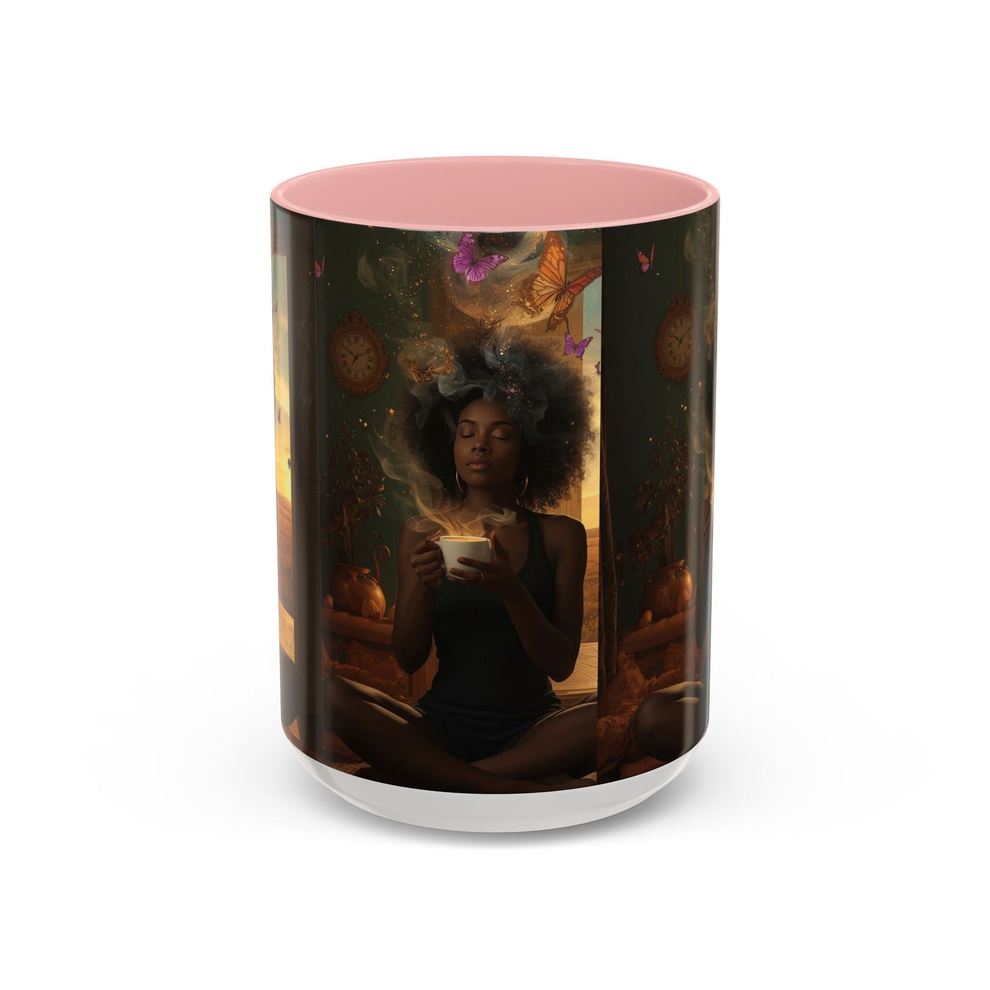 Serene Morning Accent Coffee Mug - Perfect for Tea Lovers, Unique Gift for Women, Cozy Home Decor, Butterfly Design Memento