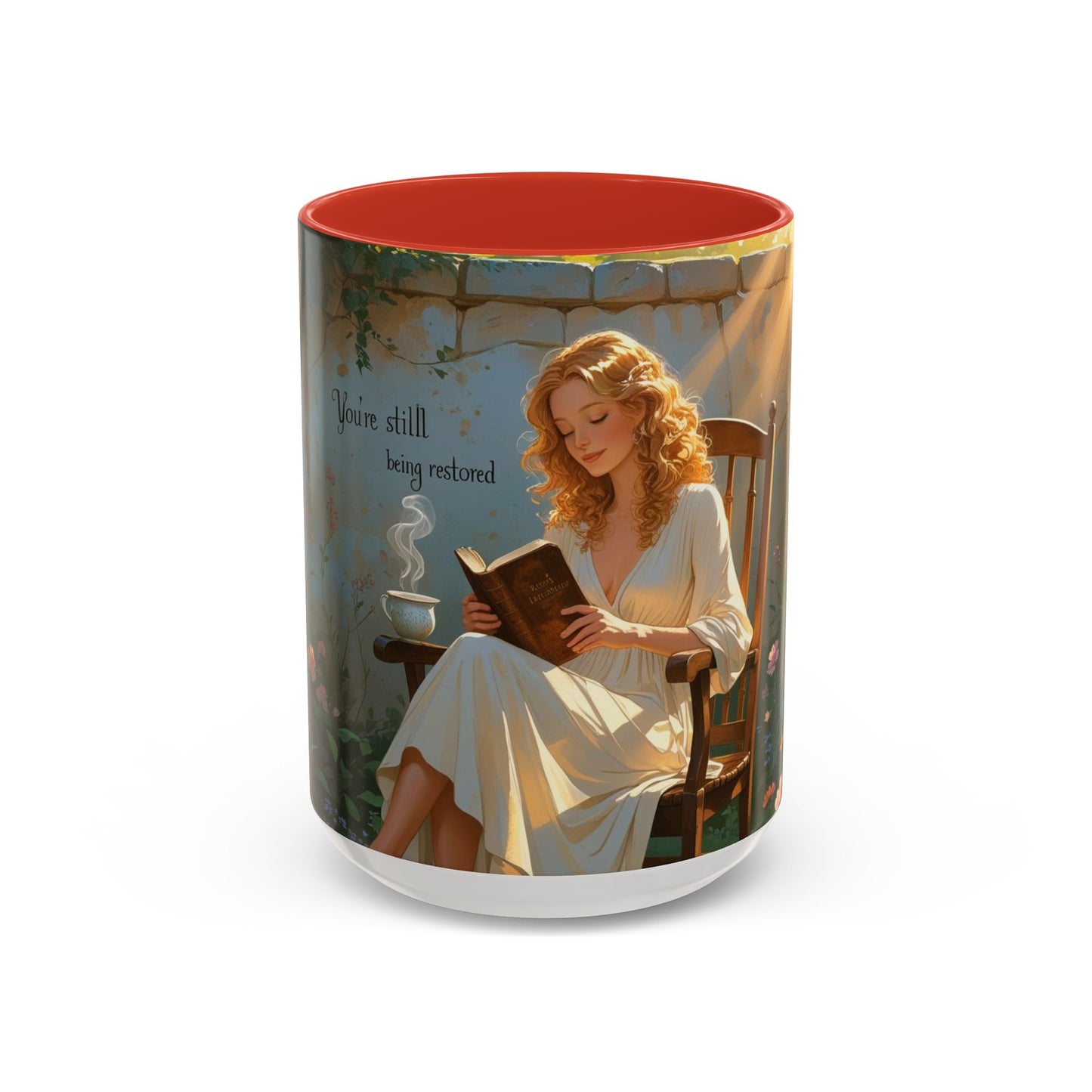 Accent Coffee Mug with Inspirational Design, Cozy Gift for Readers, Perfect for Relaxation, Home Decor, Warm Beverage Lover