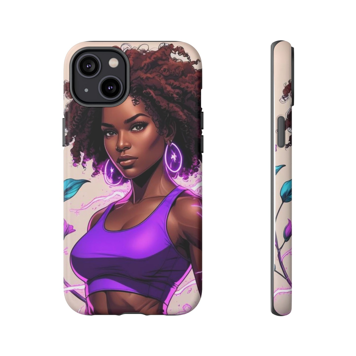 Vibrant Phone Case featuring Empowering Design, Black Woman Art, Floral Phone Accessory, Tough Cases for Gifts, Unique Gift for Her