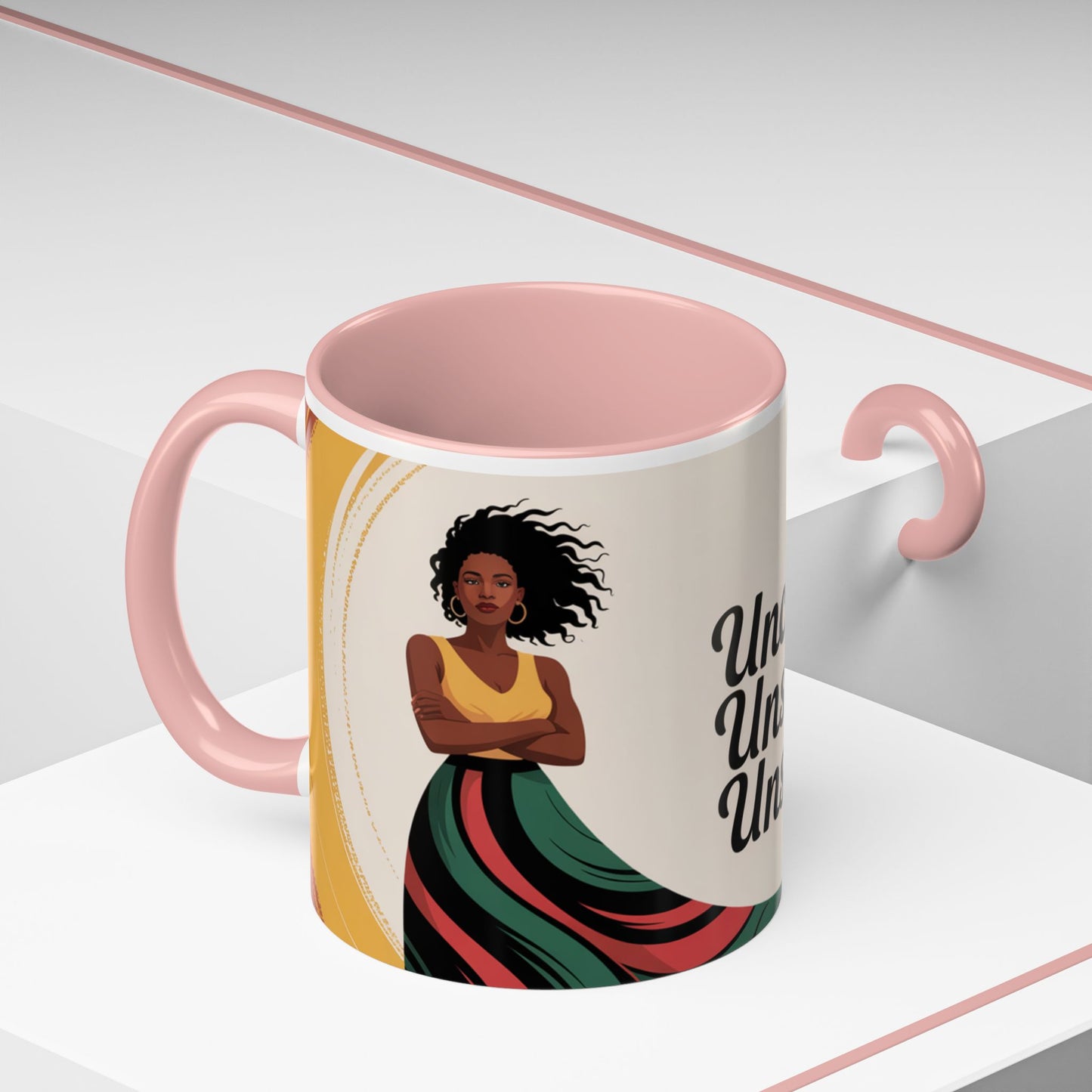 Unchained Unshaken Unstoppable Accent Coffee Mug, Juneteenth